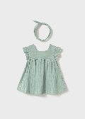 Vestito in puro cotone con fascetta Verde Acqua Mayoral