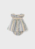 Abito in lino e cotone con culotte a righe Multicolor Mayoral