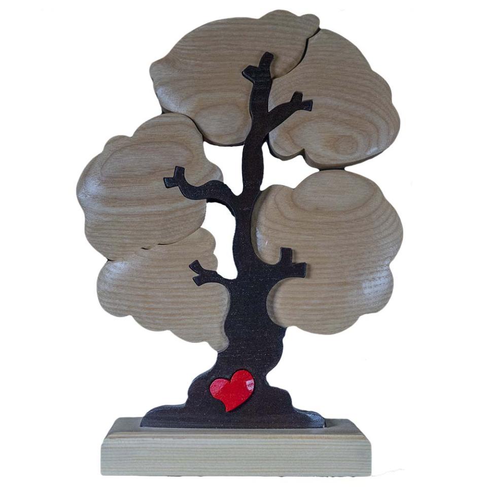 Albero della Famiglia con cuore in legno a 5 componenti