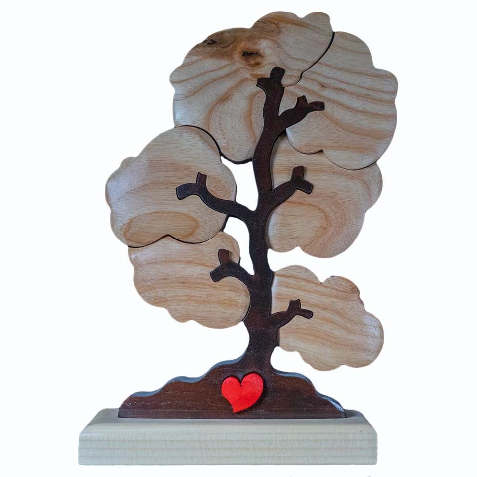 Albero della Famiglia con cuore in legno a 6 componenti