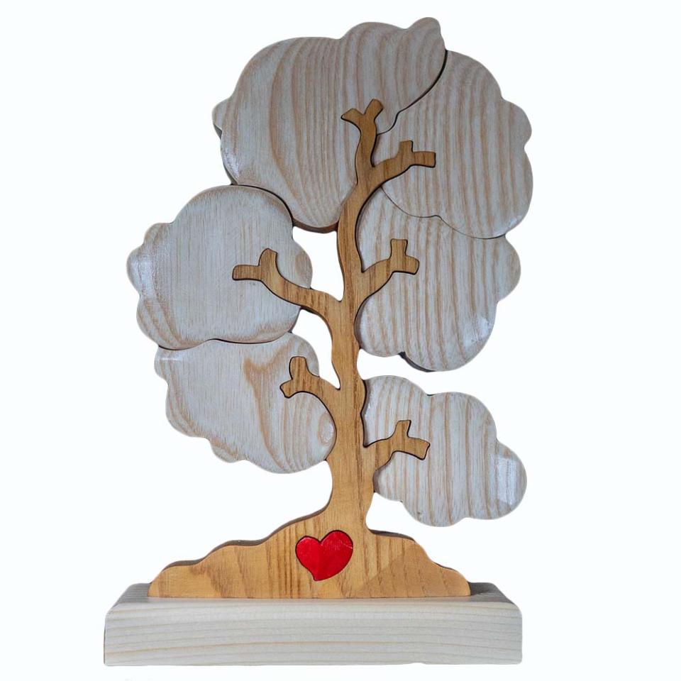 Albero della Famiglia con cuore in legno a 6 componenti