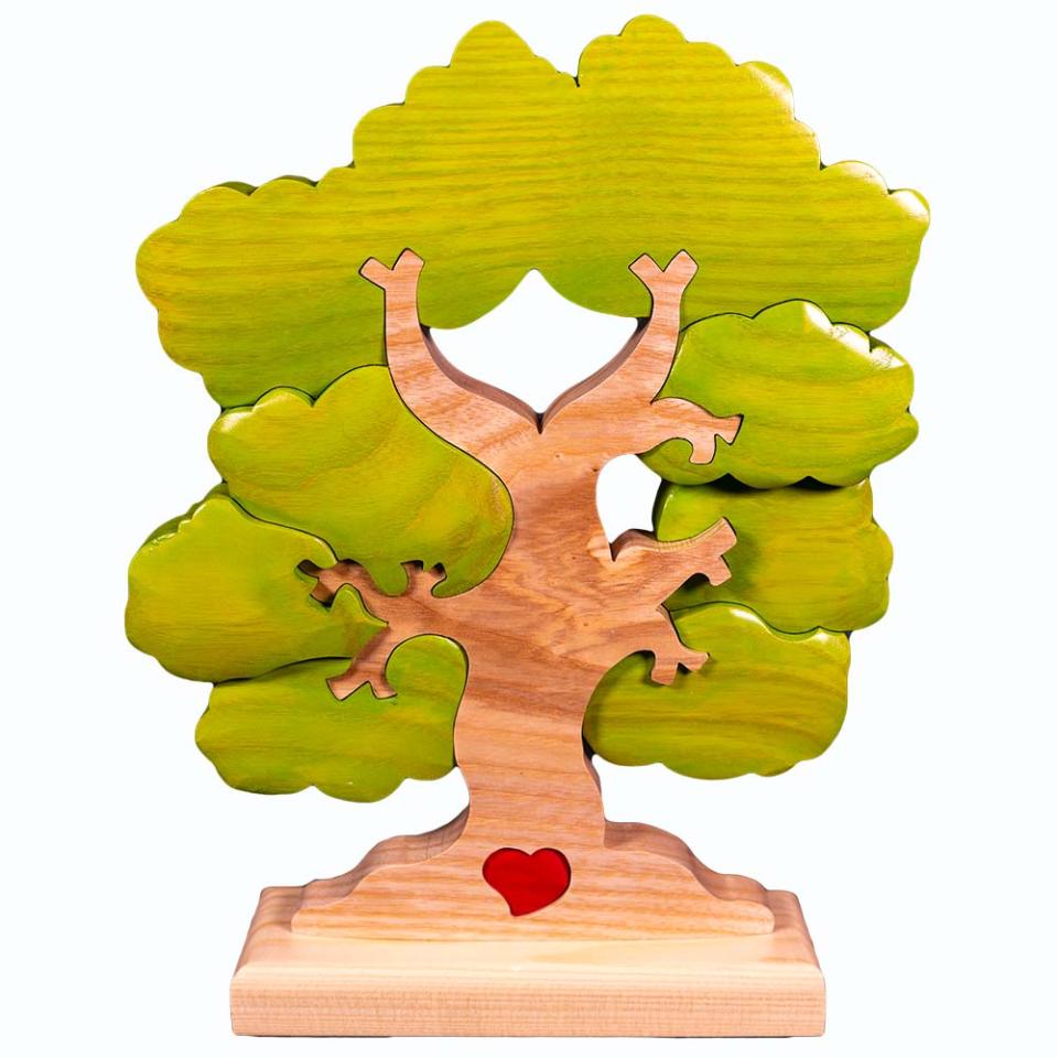 Albero genealogico con cuore in legno a 10 componenti