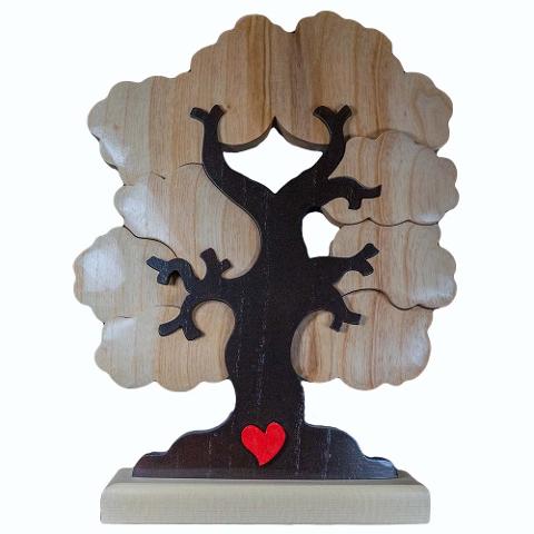 Albero genealogico con cuore in legno a 10 componenti