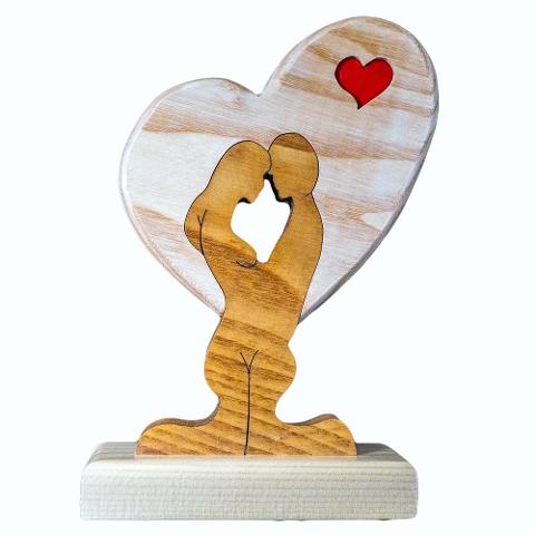 Cuore Coppia in legno Uomo-Donna