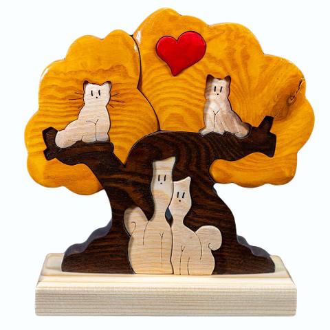 Albero  in legno gatti