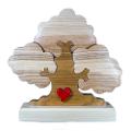 Albero della Famiglia con cuore intagliato sul tronco  in legno a 3 componenti con personalizzazione laser
