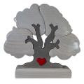 Albero della Famiglia/albero della vita/albero della fortuna/albero con incisione laser in legno di frassino a 4 componenti con cuore rosso  nel tronco/incisione dei nomi