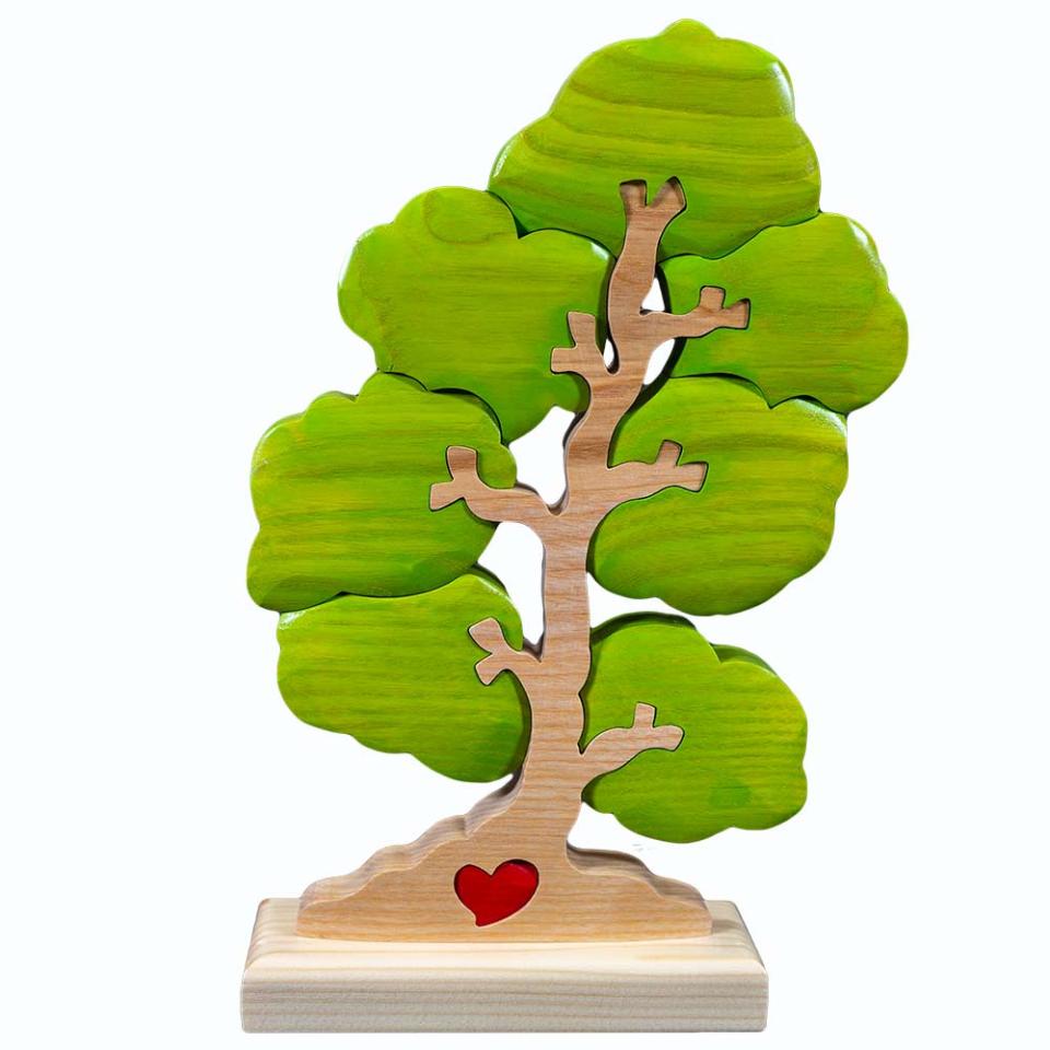 Albero con personalizzazione  Legno di frassino Sette nomi con cuore con incisione laser