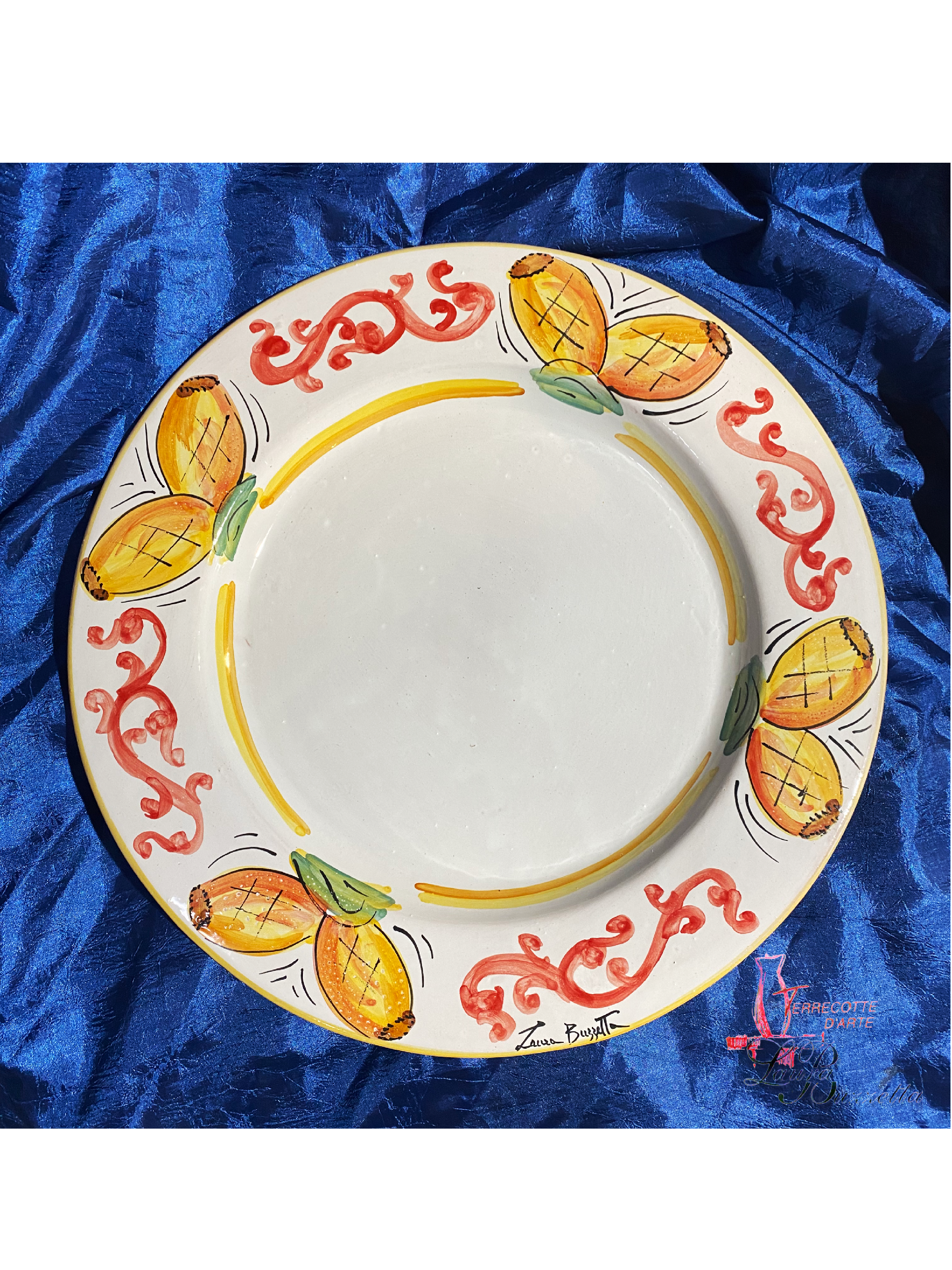 Piatto con falda "linea Frutta" diametro 33 cm Terrecotte d'arte di Laura Buzzetta Ceramica Siciliana