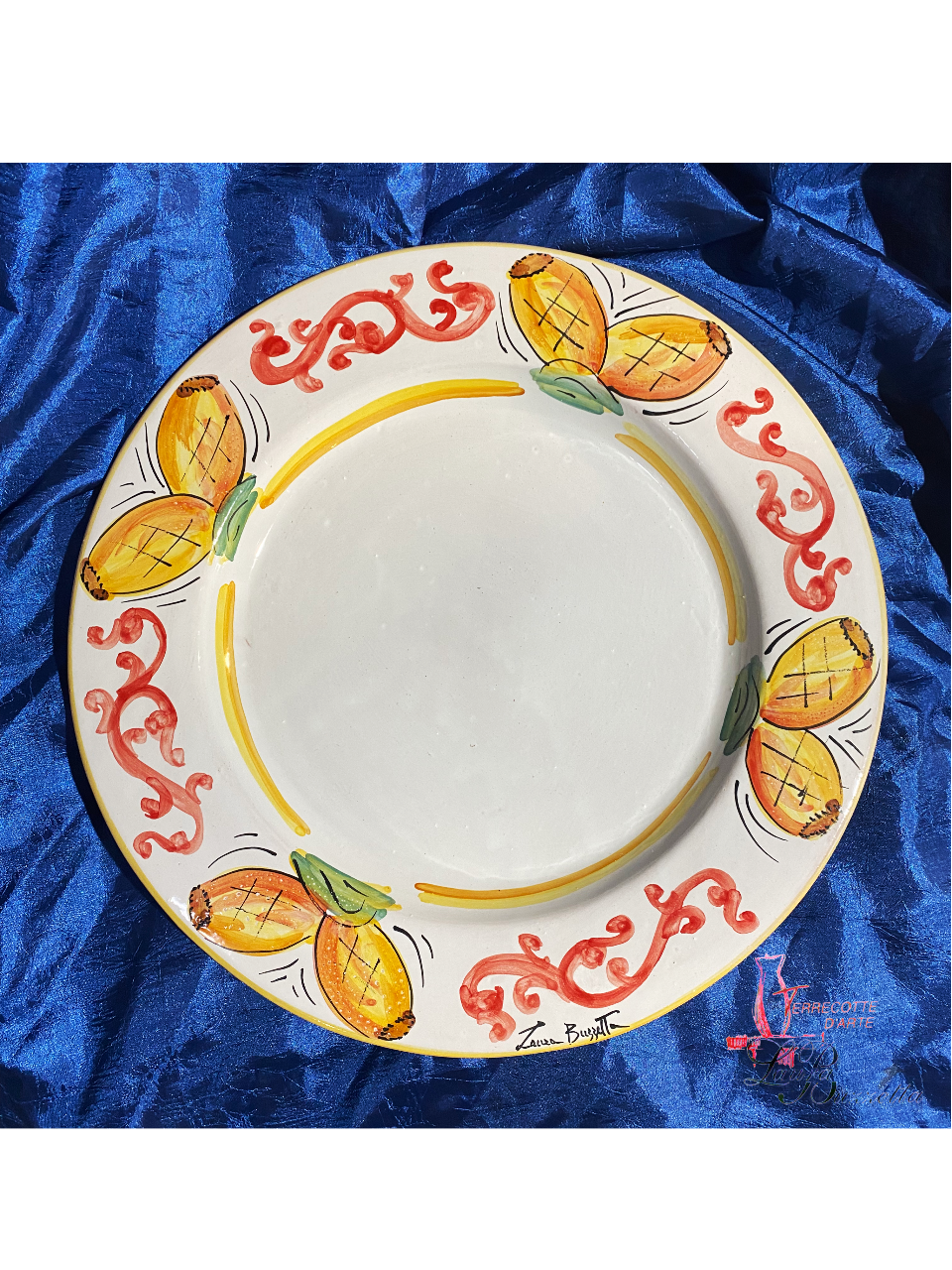 Piatto con falda "linea Frutta" diametro 33 cm Terrecotte d'arte di Laura Buzzetta Ceramica Siciliana