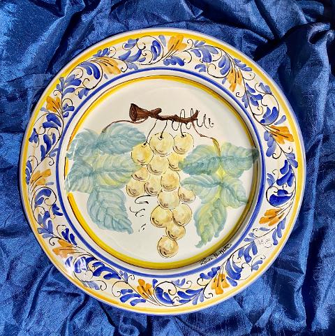 Piatto con falda decoro centrale FRTUTTA diametro 33 cm Terrecotte d'arte di Laura Buzzetta Ceramica Siciliana