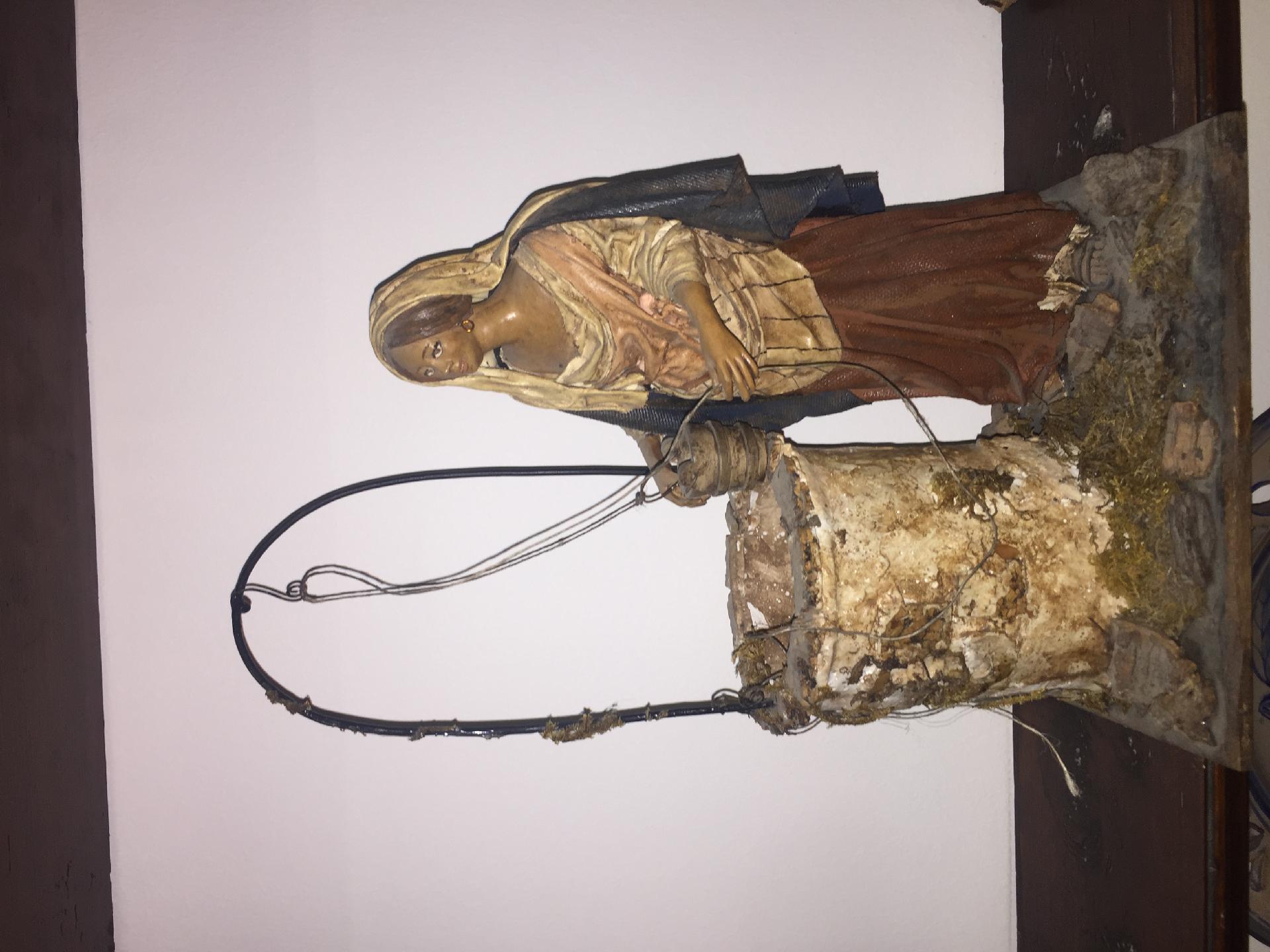 Pastore con pecora - Personaggi presepe - Statuina presepe artigianale  Laura Buzzetta terracotta e stoffa - Bagheria (Palermo)