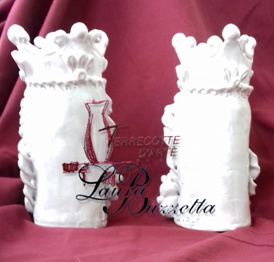Teste Normanne ceramica bianca  h. 18 cm Laura Buzzetta sicilia