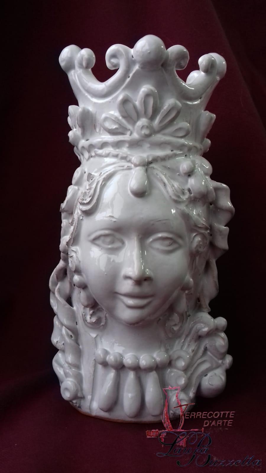 Teste Normanne ceramica bianca  h. 18 cm Laura Buzzetta sicilia