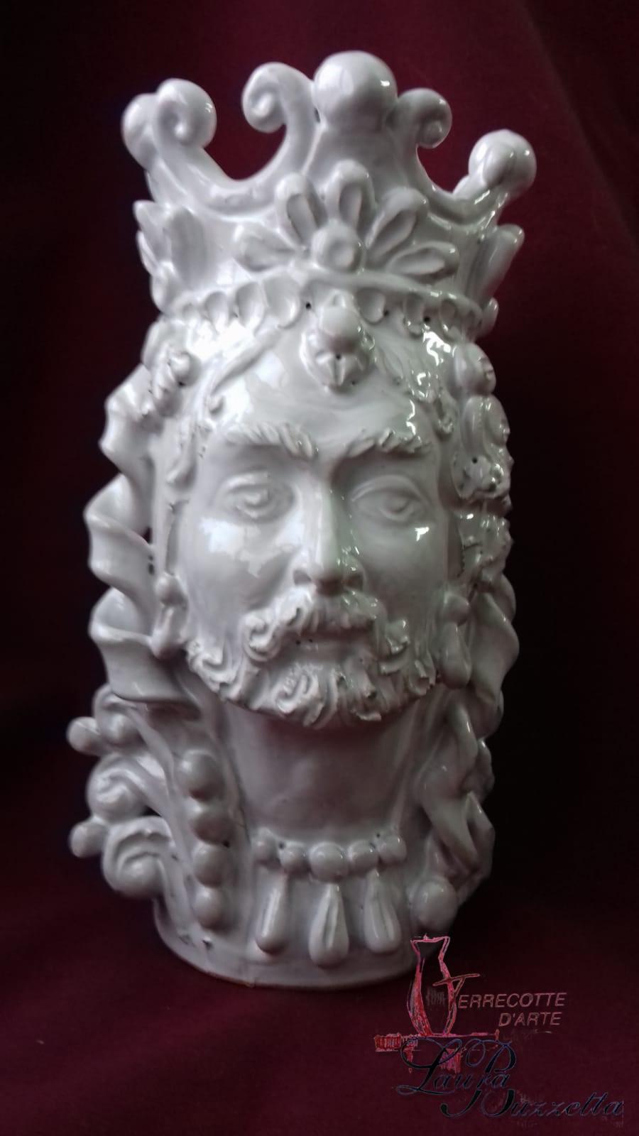 Teste Normanne ceramica bianca  h. 18 cm Laura Buzzetta sicilia