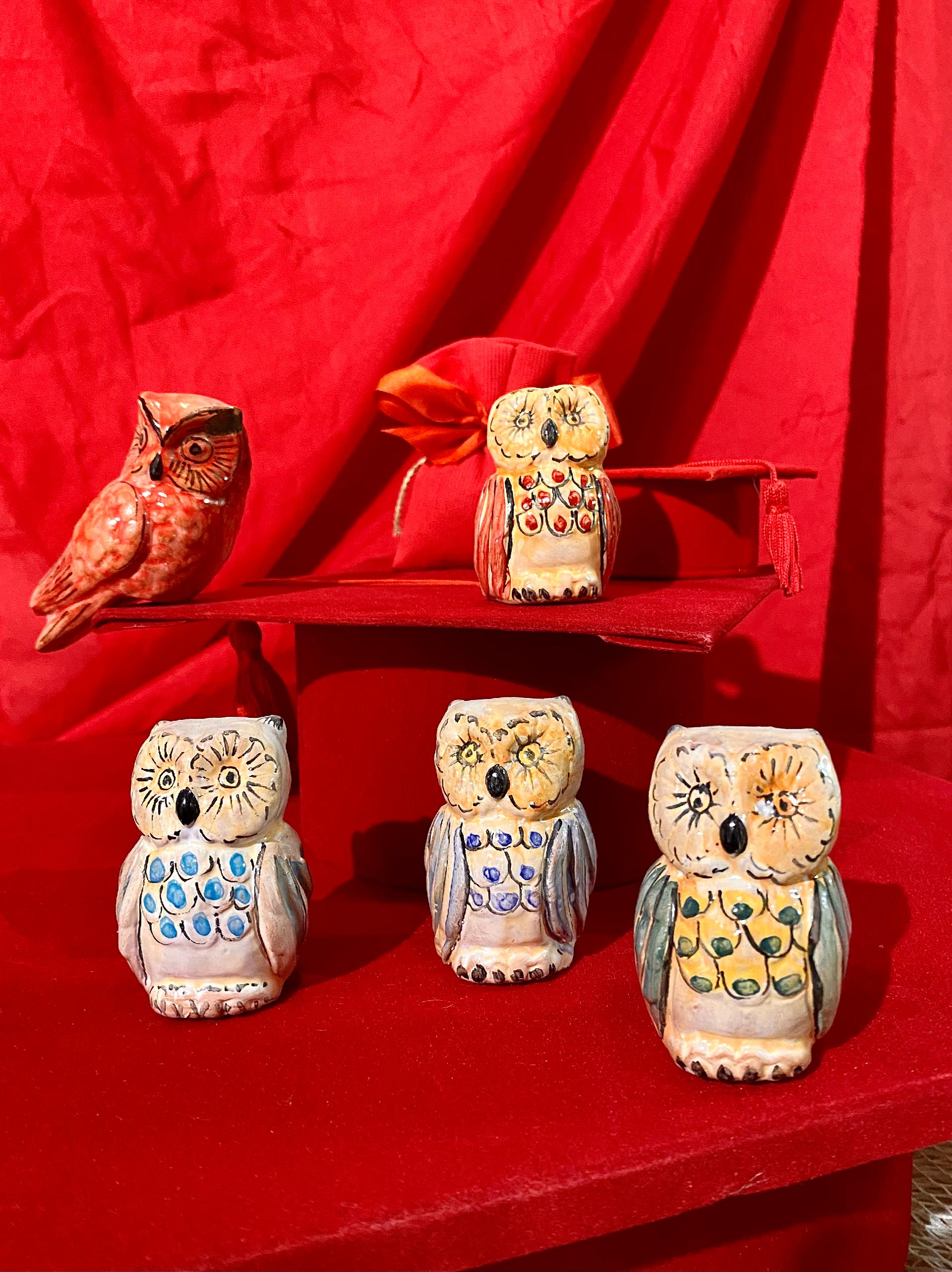 GUFO in ceramica - bomboniera laurea, nascita, battesimo, comunione, anniversari, matrimonio Laura Buzzetta Ceramica