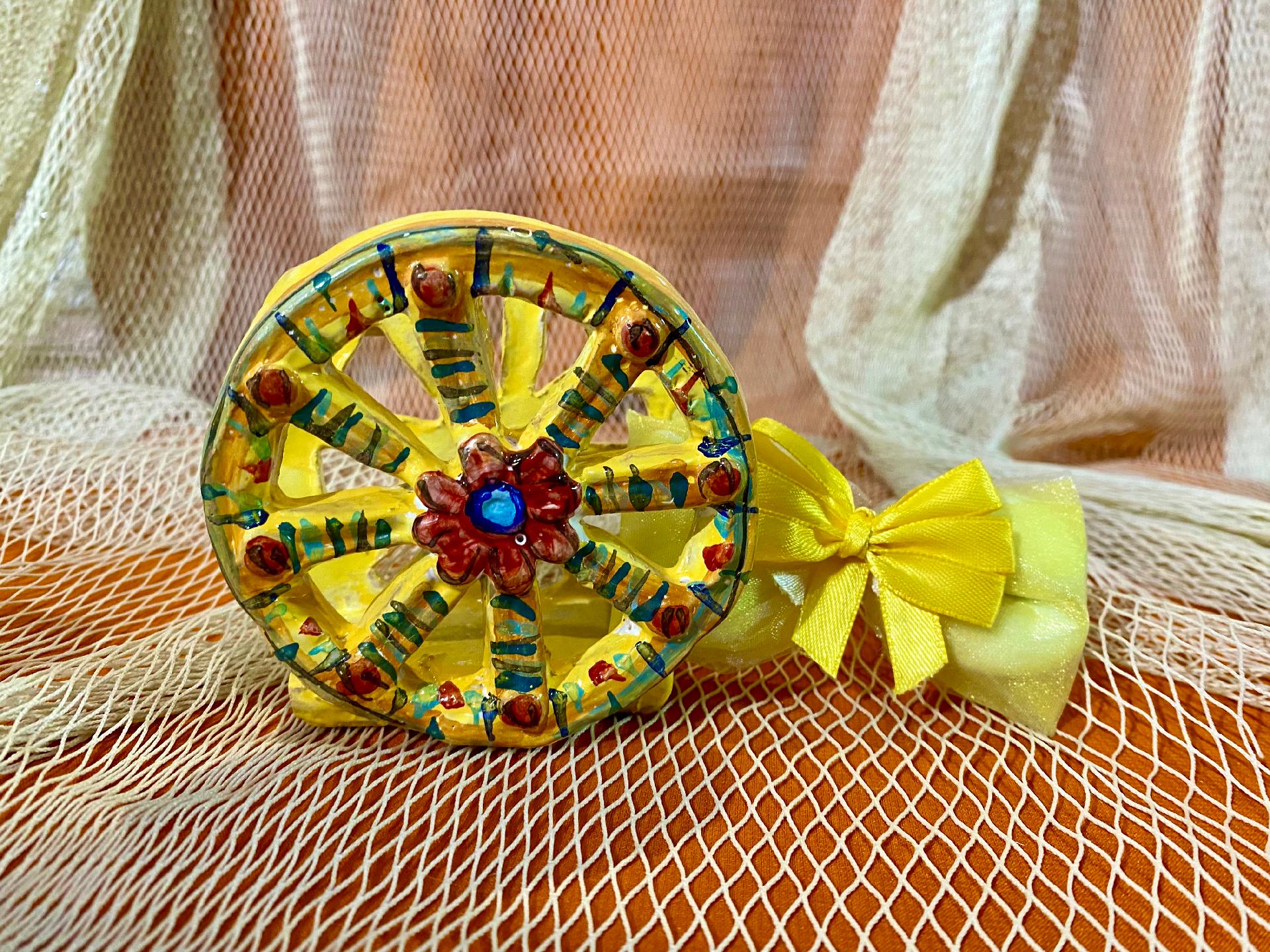 Ruota carretto siciliano - Bomboniera matrimonio, battesimo, comunione, laurea. Laura Buzzetta Sicilia