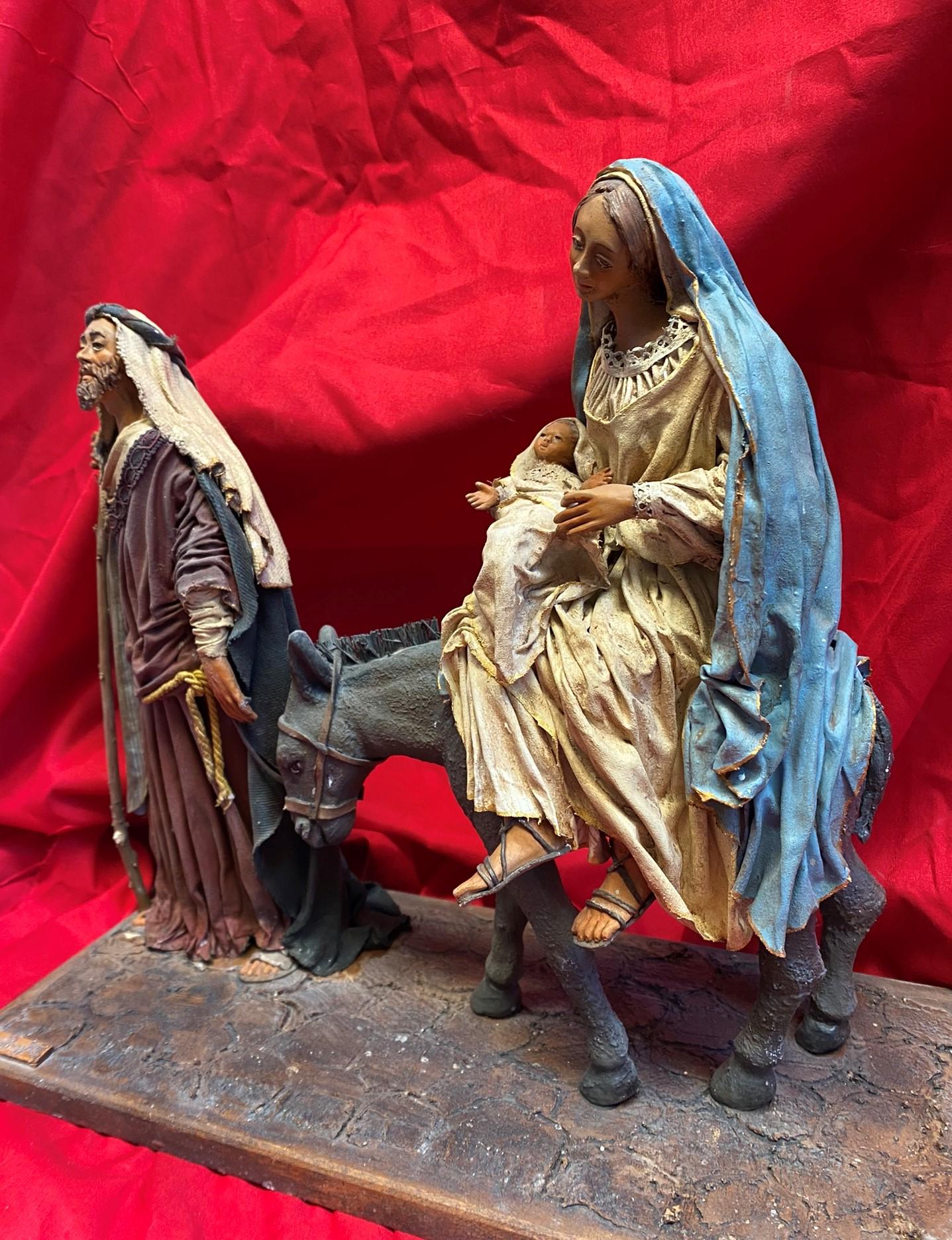 Fuga in Egitto  - Personaggi presepe - Statuina presepe artigianale Laura Buzzetta terracotta e stoffa