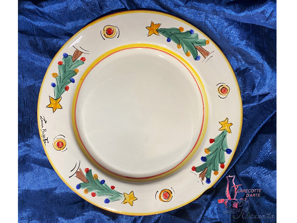 Piatto con falda linea Natale diametro 33 cm Terrecotte d'arte di Laura Buzzetta Ceramica Siciliana