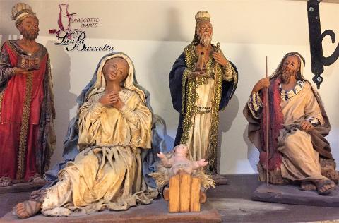 Natività in terracotta rivestita in stoffa - Personaggi presepe - Statuine presepe artigianale Laura Buzzetta presepe