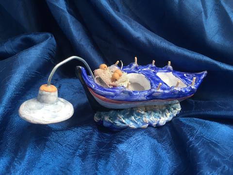 Barchetta in ceramica - Bomboniera matrimonio, comunione, nascita, battesimo, laurea, anniversari Laura Buzzetta sicilia