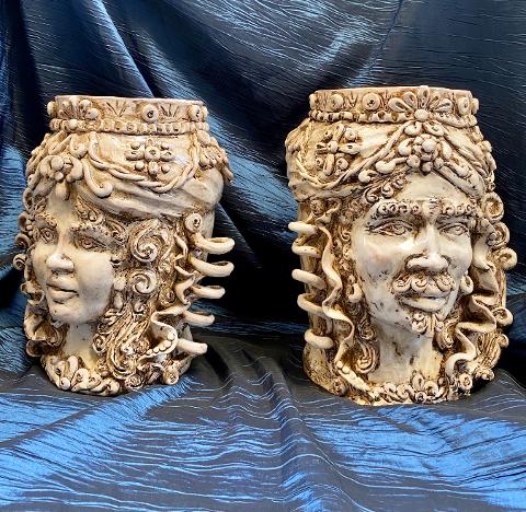 Teste di Moro ceramica bianco anticato Laura Buzzetta Sicilia