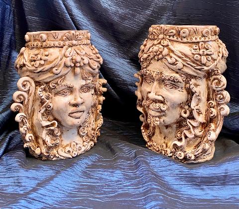 Teste di Moro ceramica bianco anticato Laura Buzzetta Sicilia
