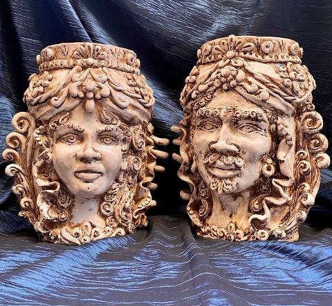Teste di Moro ceramica bianco anticato Laura Buzzetta Sicilia