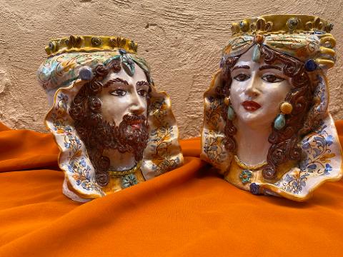 Teste Normanne altezza 23 cm Laura Buzzetta ceramica arredo