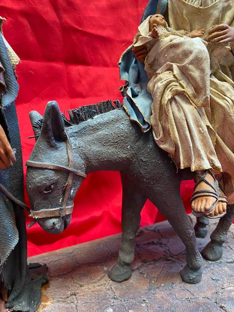 Fuga in Egitto  - Personaggi presepe - Statuina presepe artigianale Laura Buzzetta terracotta e stoffa