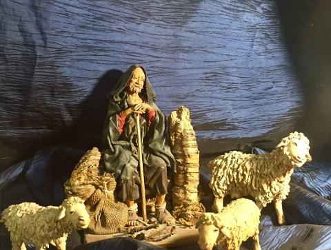 Pastore seduto  - Personaggi presepe - Statuina presepe artigianale Laura Buzzetta terracotta e stoffa