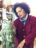 Teste Normanne mezzo busto con applicazioni altezza 50 cm Laura Buzzetta ceramica arredo