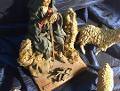 Pastore seduto  - Personaggi presepe - Statuina presepe artigianale Laura Buzzetta terracotta e stoffa