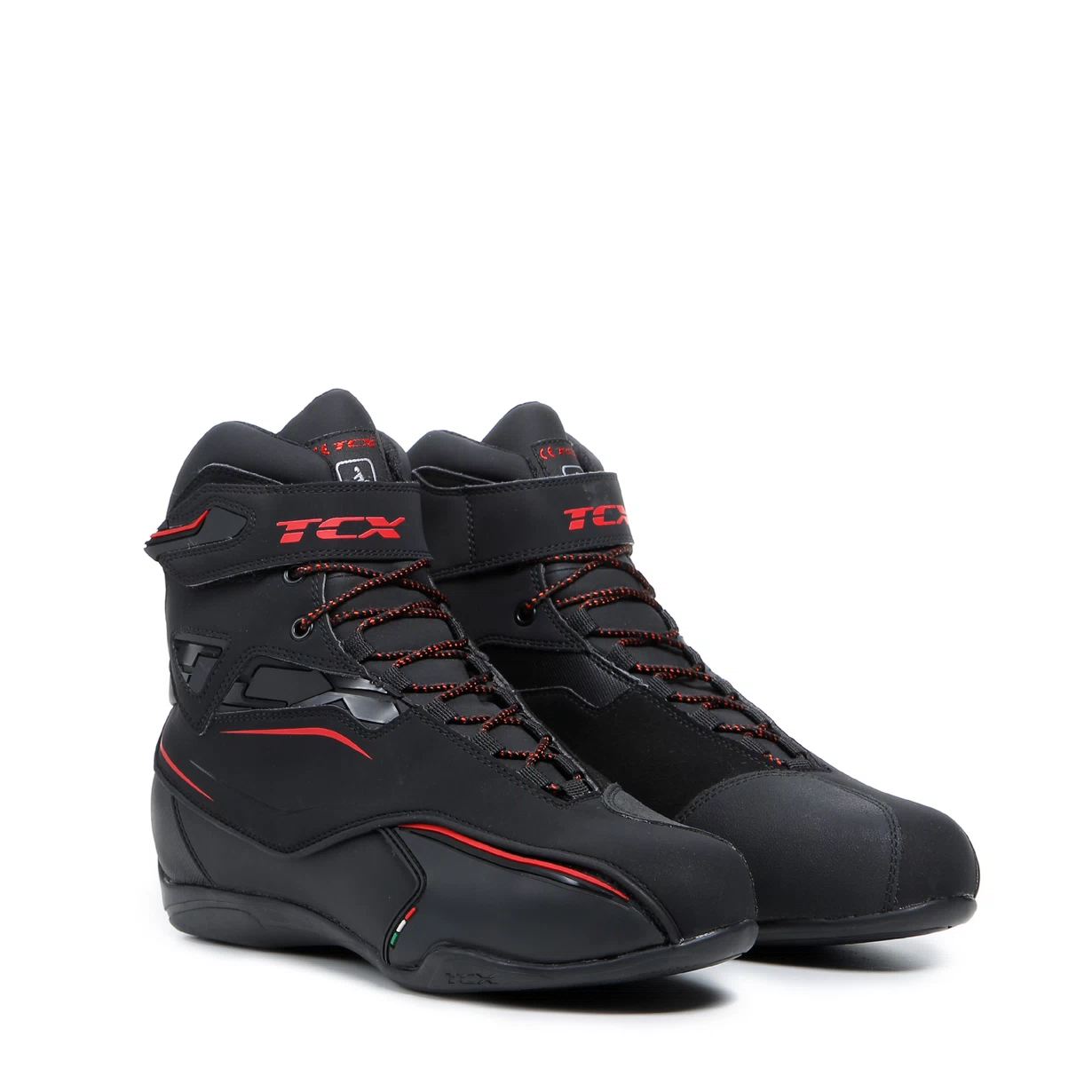ZETA WP Scarpe moto certificate impermeabili. TCX BLACK RED