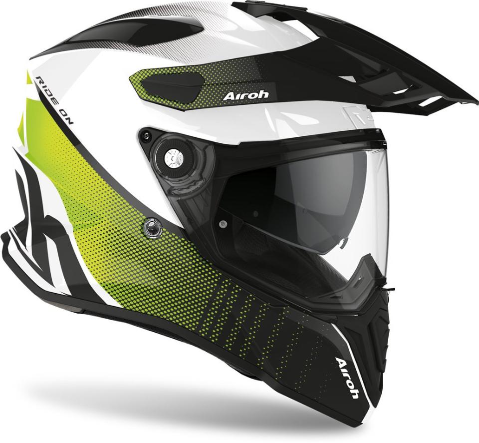 COMMANDER CASCO HELMET ON-OFF SPORT-TOURING-ADVENTURE AIROH PROGRESS LIME GLOSS