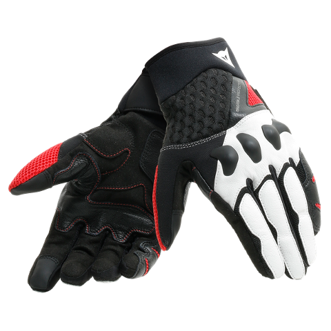 X-MOTO - GUANTO ESTIVO SPORT STRADALE PELLE E TESSUTO CORTO Dainese BLACL/WHITE/LAVA-RED
