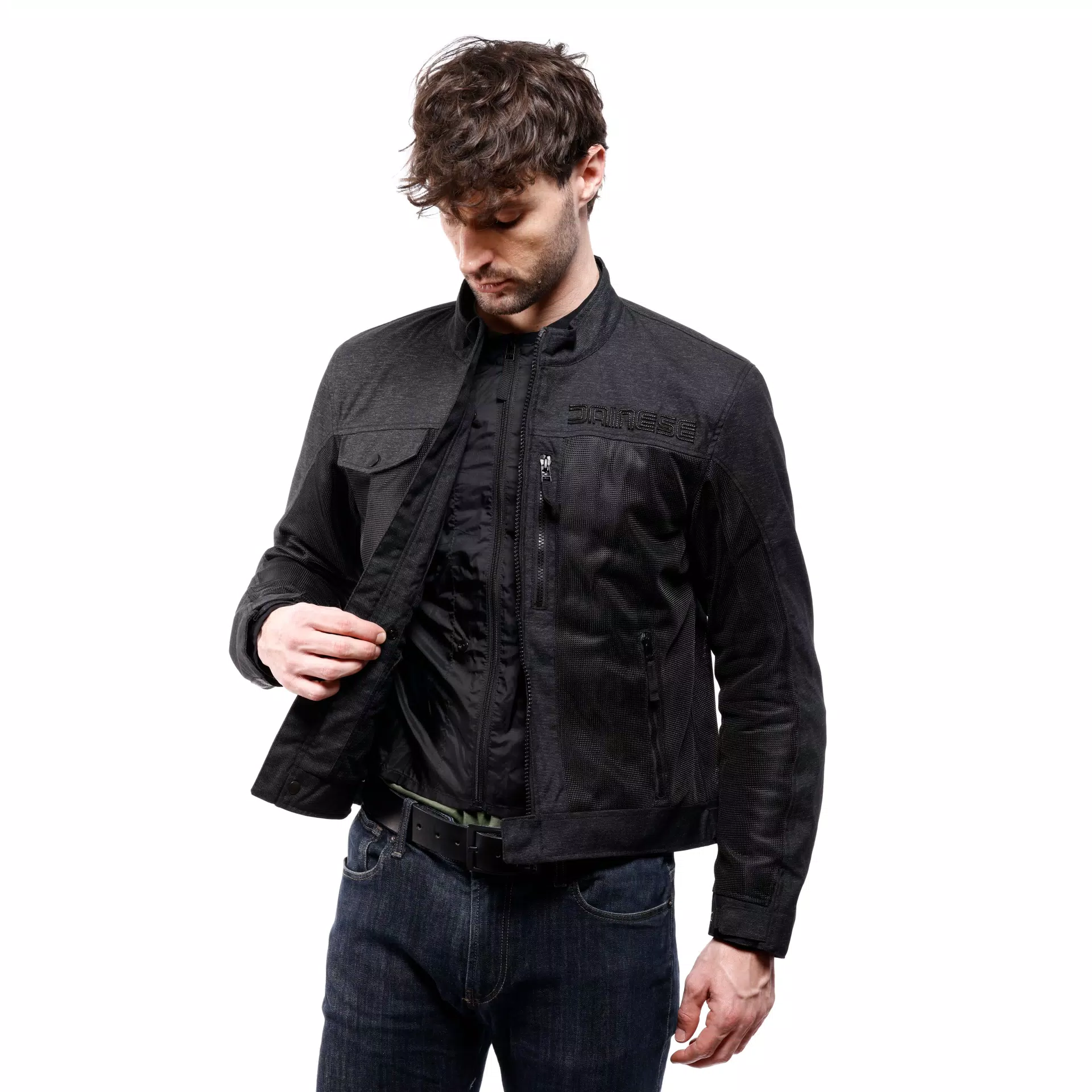 ALFAMA AIR TEX - GIACCA MOTO ESTIVA IN TESSUTO UOMO Dainese BLACK DENIM
