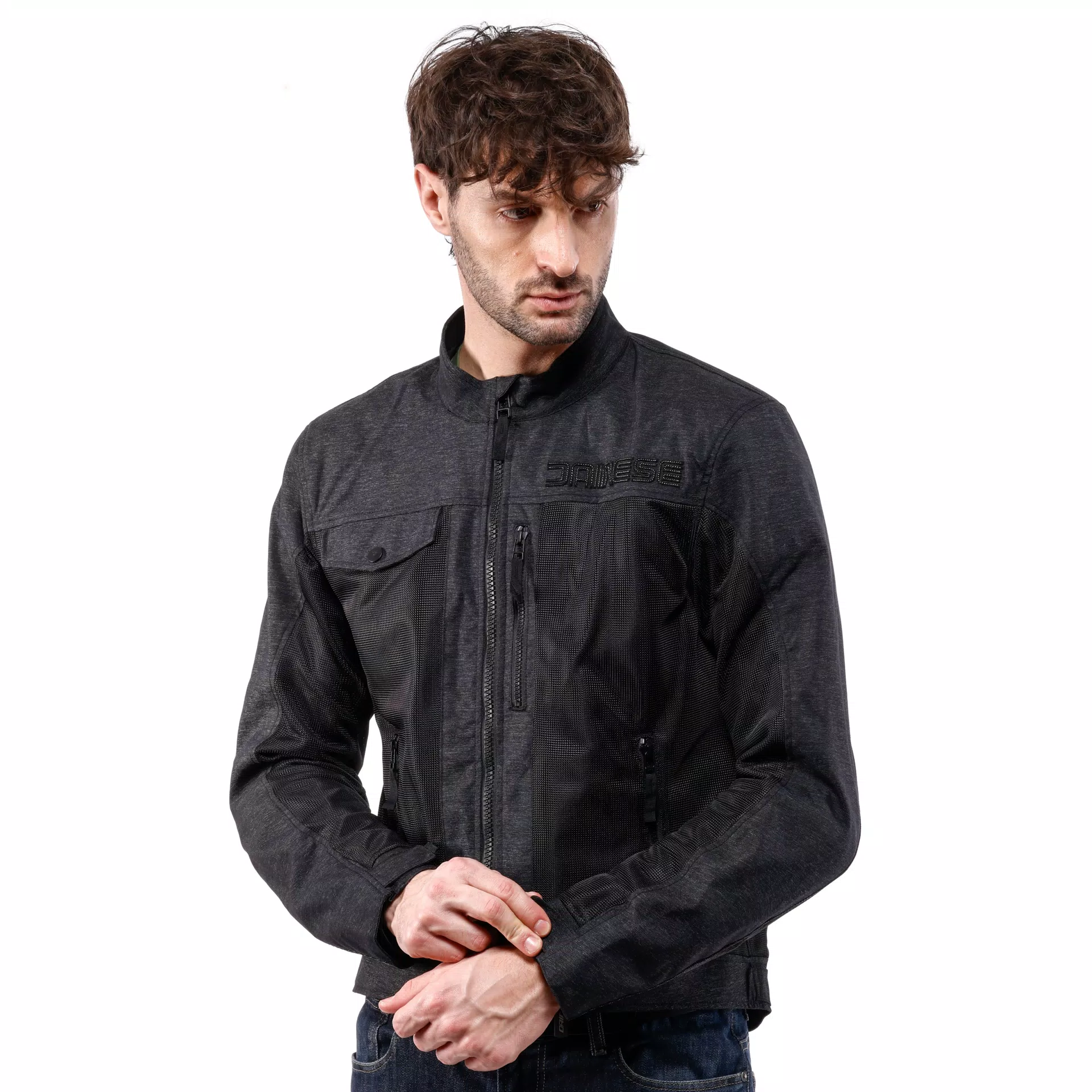 ALFAMA AIR TEX - GIACCA MOTO ESTIVA IN TESSUTO UOMO Dainese BLACK DENIM