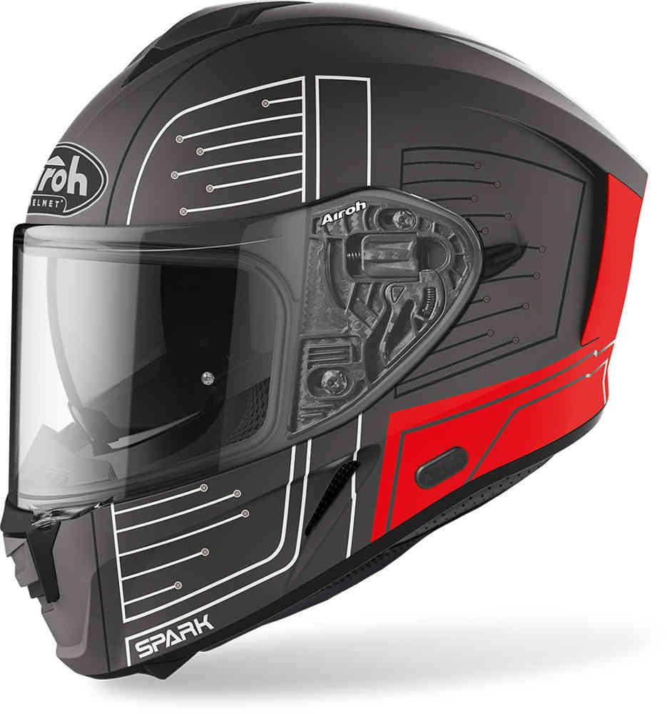 SPARK  CYRCUIT  BLACK/ RED AIROH Casco  full-face in HRT (High Resistant Thermoplastic