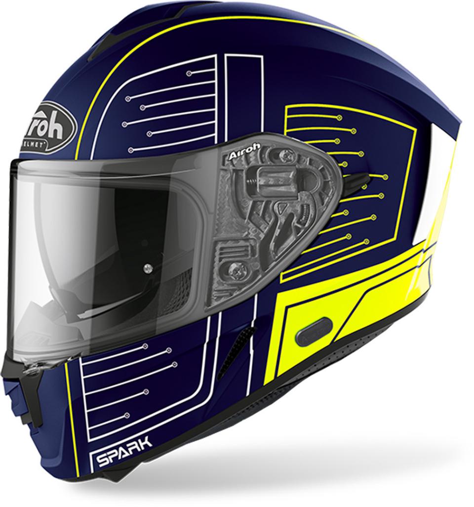 SPARK  CYRCUIT  BLACK/ BLU  AIROH Casco  full-face in HRT (High Resistant Thermoplastic