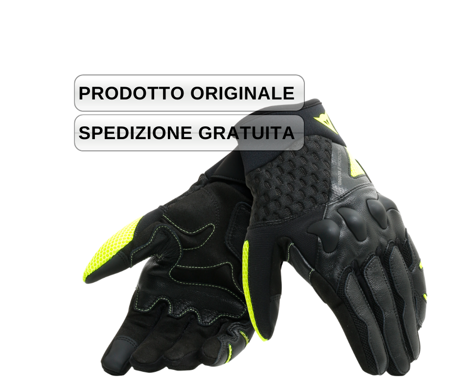 X-MOTO - GUANTO ESTIVO SPORT STRADALE PELLE E TESSUTO CORTO DAINESE BLACK / FLUO-YELLOW