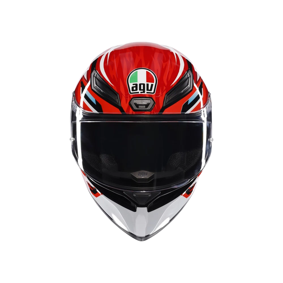 K1-S LION CASCO MOTO INTEGRALE AGV BLACK - RED - WHITE