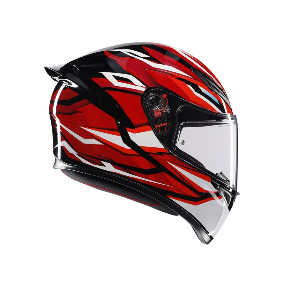 K1-S LION CASCO MOTO INTEGRALE AGV BLACK - RED - WHITE