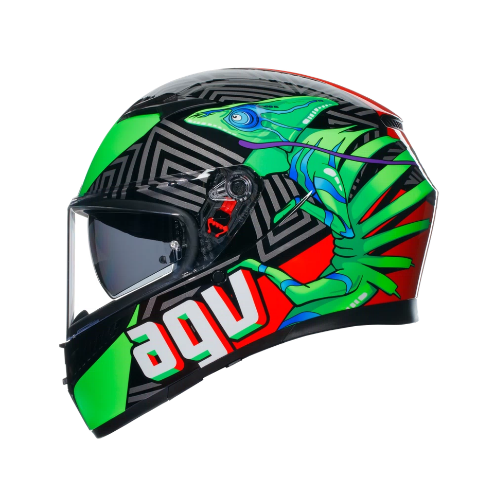 K3 CASCO MOTO INTEGRALE 2206 AGV KAMALEON BLACK/RED/GREEN