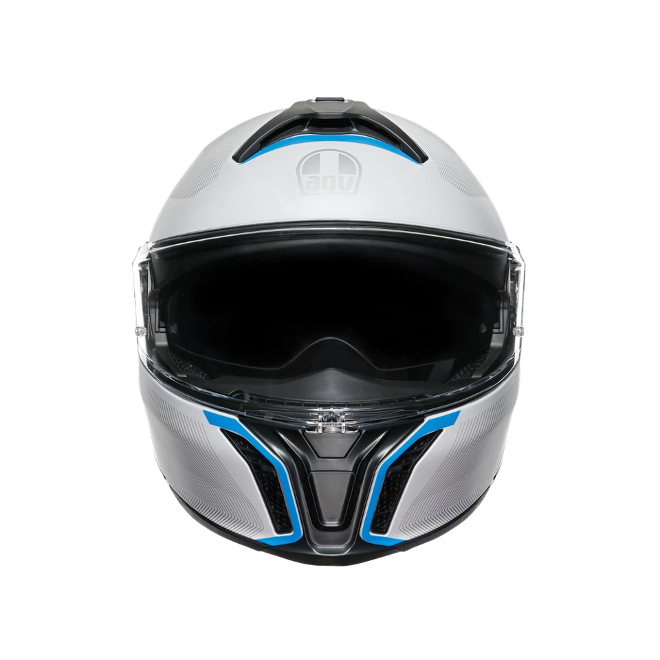 TOURMODULAR  CASCO MOTO MODULARE E2206 AGV FREQUENCY LIGHT GREY/BLUE