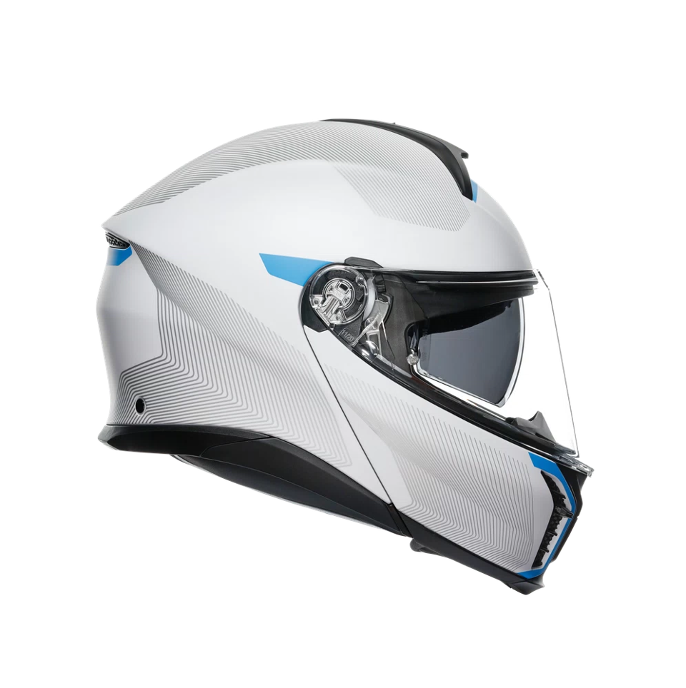 TOURMODULAR  CASCO MOTO MODULARE E2206 AGV FREQUENCY LIGHT GREY/BLUE