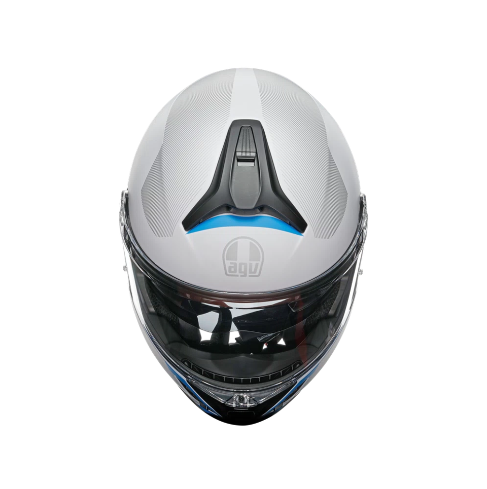 TOURMODULAR  CASCO MOTO MODULARE E2206 AGV FREQUENCY LIGHT GREY/BLUE