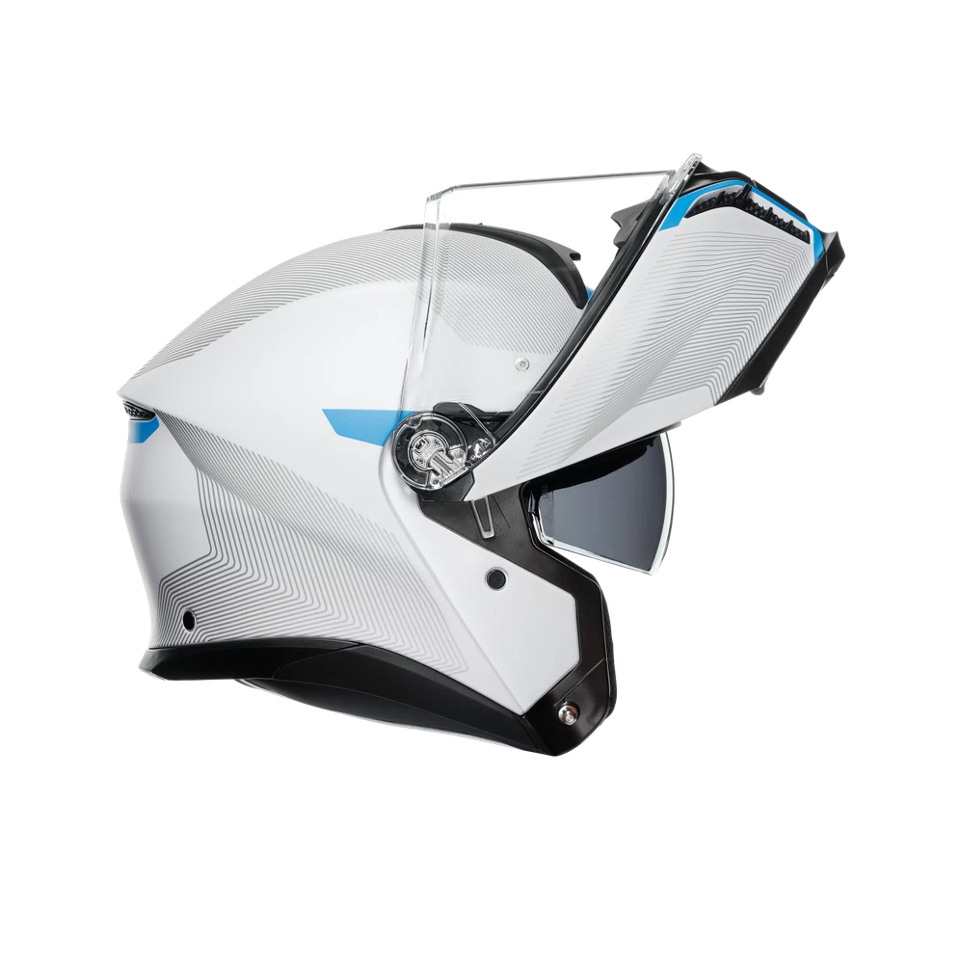 TOURMODULAR  CASCO MOTO MODULARE E2206 AGV FREQUENCY LIGHT GREY/BLUE