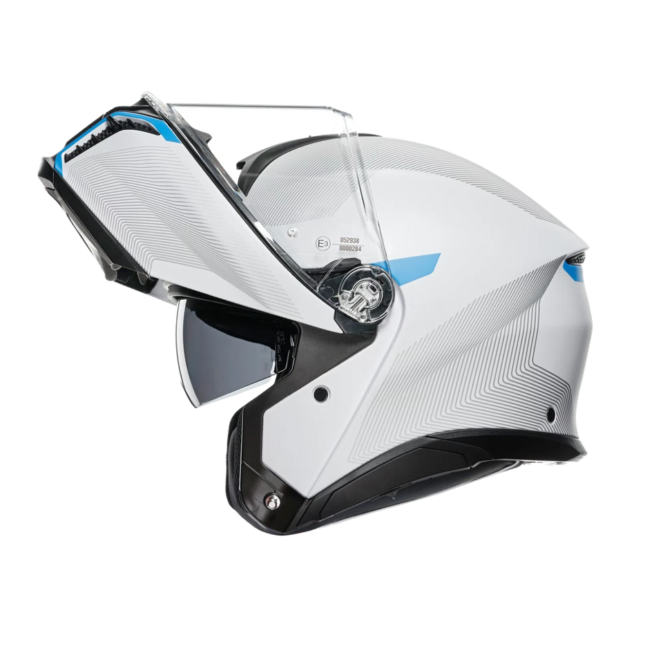 TOURMODULAR  CASCO MOTO MODULARE E2206 AGV FREQUENCY LIGHT GREY/BLUE