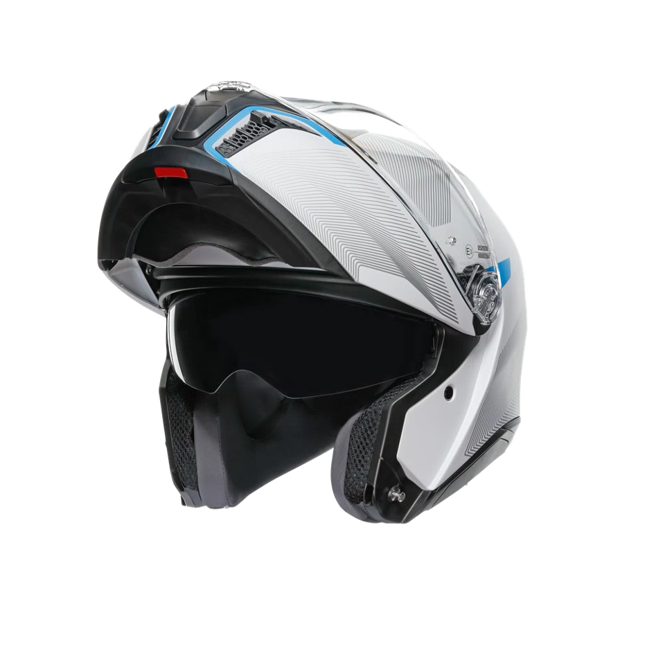 TOURMODULAR  CASCO MOTO MODULARE E2206 AGV FREQUENCY LIGHT GREY/BLUE